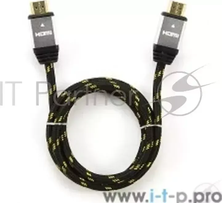 Кабель KONOOS KCP nbk, 1м, v1.4, 19M/19M, алюмин корпус, черный, нейлоновая оплетка, позол.разъемы, коробка