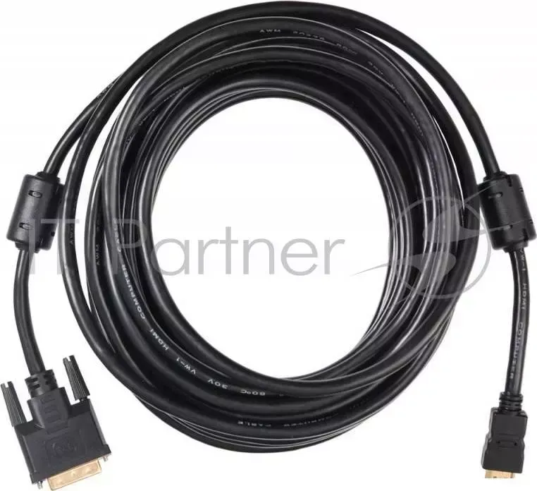 Кабель Buro HDMI-19M-DVI-D-10m 24M/19M 10м позол/ферритовые кольца BURO -19M-DVI-D-10m