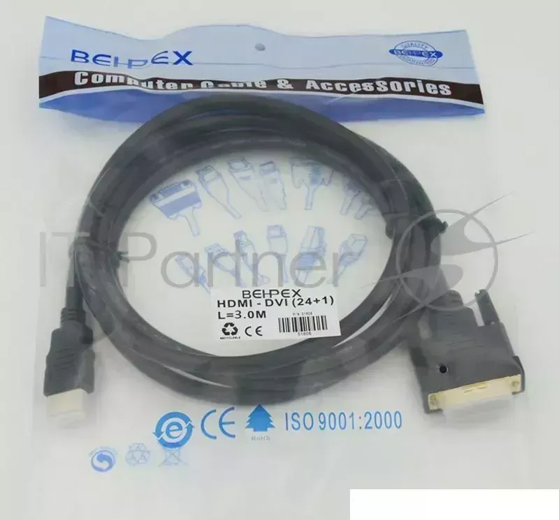 Кабель HDMI/DVI-D 3м SIEMAX 19M - DVI Dual Link, черный Behpex видео HDMI m / D Link m .