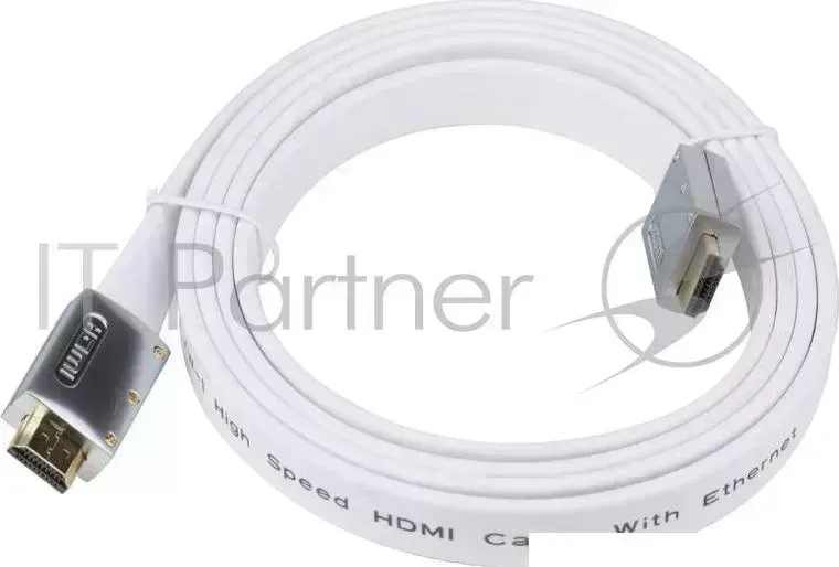 Кабель AOpen HDMI 19M/M 1.4V+3D/Ethernet AOpen <ACG545A_W-1.8M> серебряно-белый Flat Top Quality