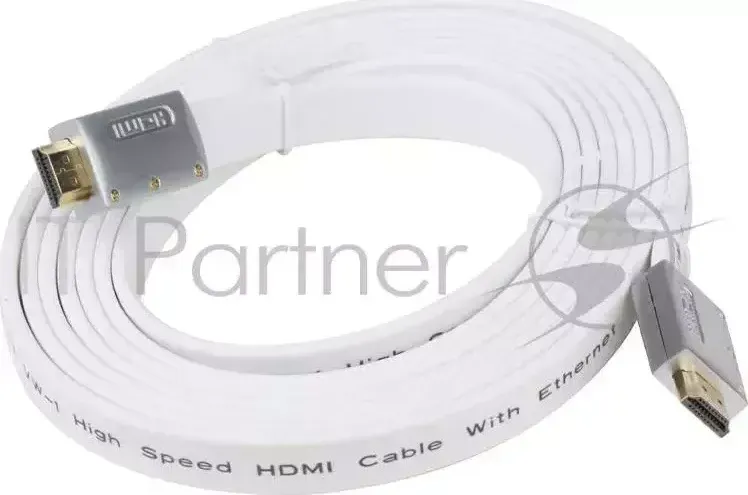 Кабель AOpen HDMI 19M/M 1.4V+3D/Ethernet AOpen <ACG545A_W-3M> серебряно-белый Flat Top Quality