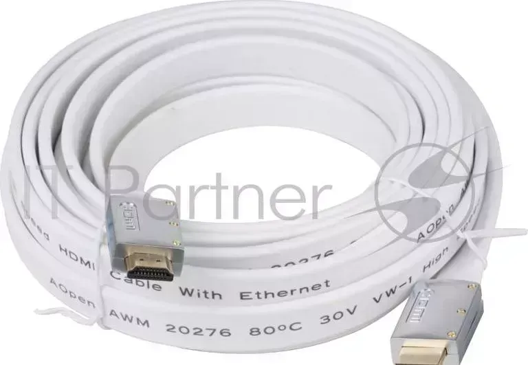 Кабель AOpen HDMI 19M/M 1.4V+3D/Ethernet AOpen <ACG545A_W-5M> серебряно-белый Flat Top Quality