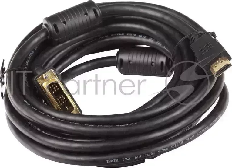 Кабель Telecom HDMI to DVI D 19M 19M 2 фильтра, 5м , с позолоченными контактами