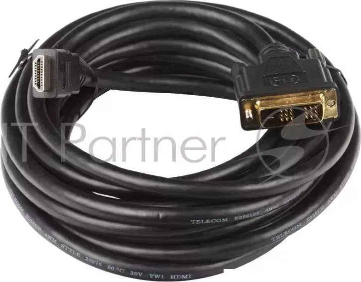 Кабель HDMI/DVI-D 5м Telecom 19M/19M, с позолоченными контактами, CG480G 5M