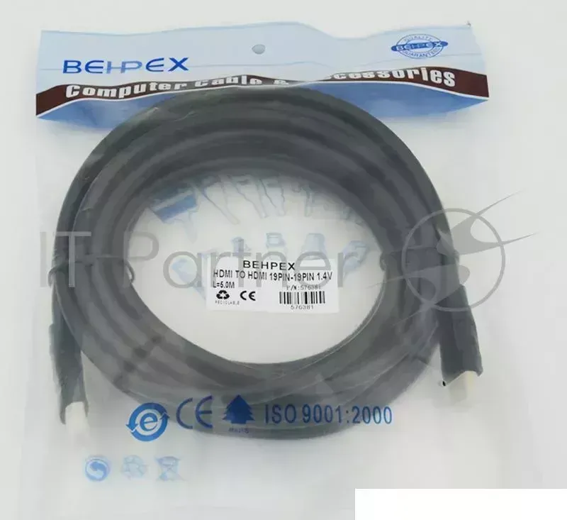 Кабель аудио-видео HDMI (m)/HDMI (m) 5м. черный ver1.4 Behpex Video to 19pin to 19pin . 5m