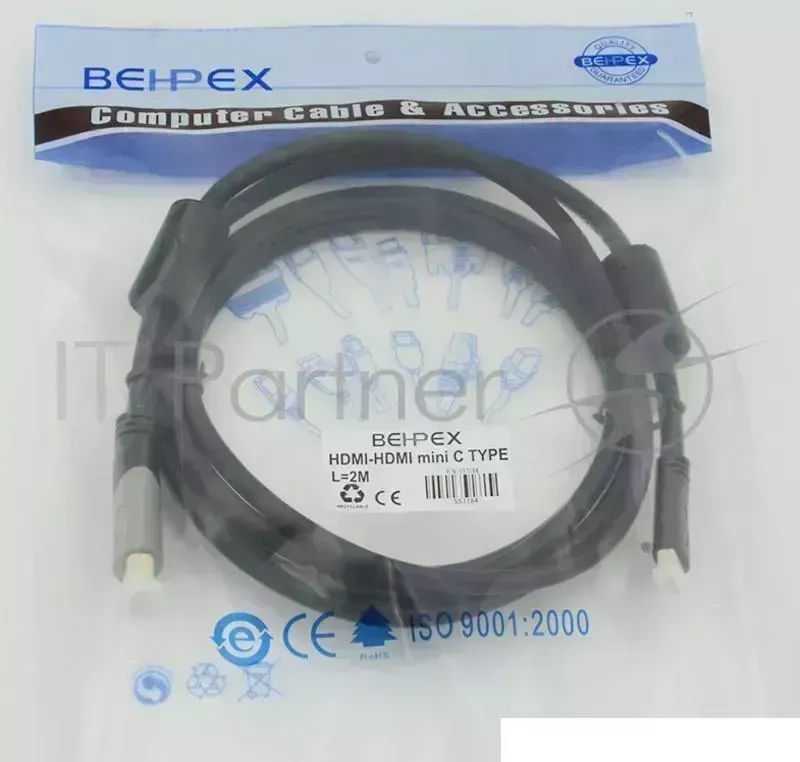 Кабель аудио-видео HDMI (m)/Mini HDMI (m) 2м. феррит.кольца черный Behpex Video to mini , 2м