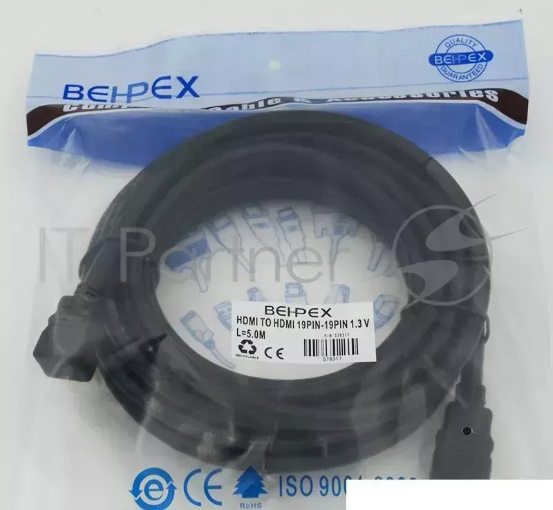Кабель аудио-видео HDMI (m)/HDMI (m) 5м. черный ver1.3 Behpex Video to 19pin to 19pin . 5m