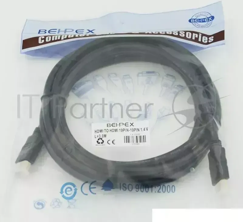 Кабель аудио-видео HDMI (m)/HDMI (m) 3м. Behpex Video to 19pin to 19pin . 3m ver1.4