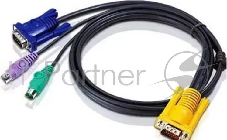 Кабель ATEN KVM Cable 2L 5203P для KVM: 2*PS/2 m DB15 m PC на SPHD15 m KVM , 3м