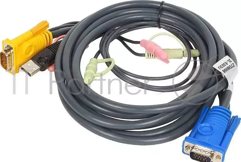 Кабель ATEN KVM Cable 2L 5303U для KVM: USB Am DB15 m 2*Audio PC на SPHD15 m 2*Audio KVM , 3м