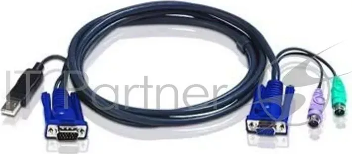 Кабель ATEN KVM Cable 2L 5503UP для KVM: USB Am DB15 m PC на 2*PS/2 m DB15 f KVM , 3м