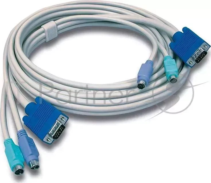 Кабель КВМ 3м Переключатель KVM TRENDNet TK C10, папа папа клав. PS/2 ,мышь PS/2 , DB15 п, 3 m