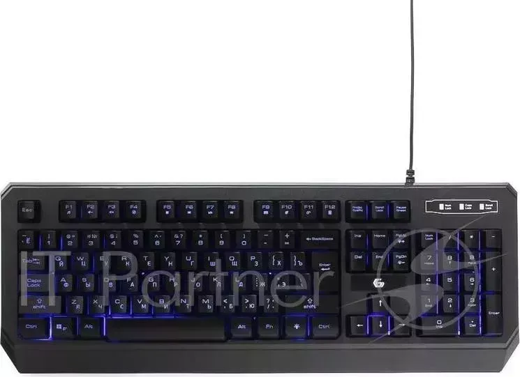 Клавиатура игровая GEMBIRD KB G20L, USB, черный, 104 клавиши, подсветка синяя, FN клавиши, кабель 1.75м
