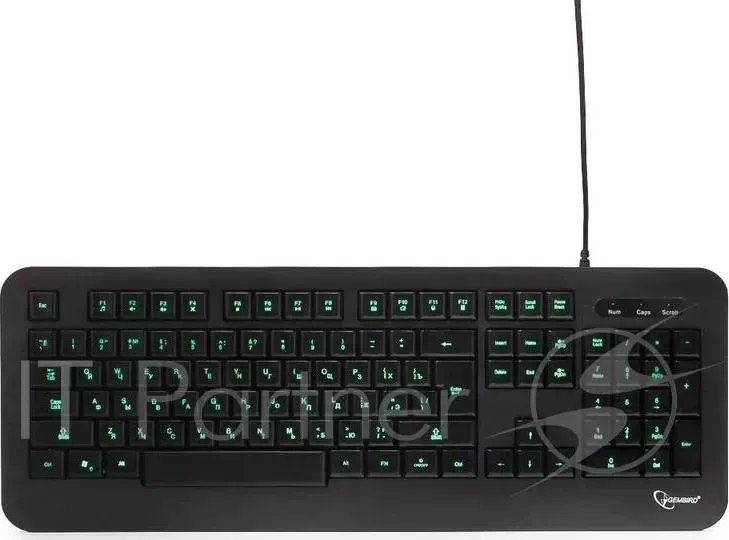 Клавиатура с подсветкой GEMBIRD KB 230L, USB, черный, 104 клавиши, подсветка 3 цвета, кабель 1.45м