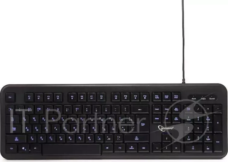 Клавиатура с подстветкой GEMBIRD KB 200L, USB, черный, 104 клавиши, подсветка белая, кабель 1.45м