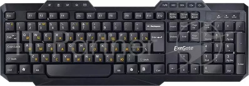 Клавиатура Exegate LY 503M, USB, шнур 1,5м, черная, 114кл, Enter большой, мультимедиа , Color box