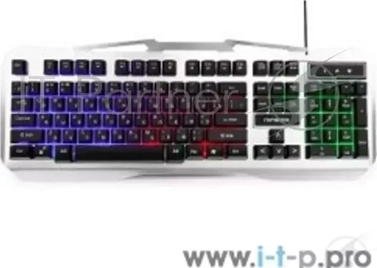 Клавиатура игровая ГАРНИЗОН GK 500G, металл, подсветка, USB, черный/серый, антифантомные клавиши