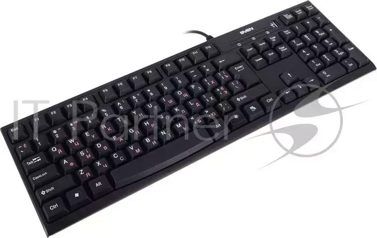 Клавиатура Keyboard SVEN Standard 304 USB+HUB чёрная SVEN   USB HUB ч рная, 104 клавиши, встроенный USB hub, классическая раскладка, красная кириллица