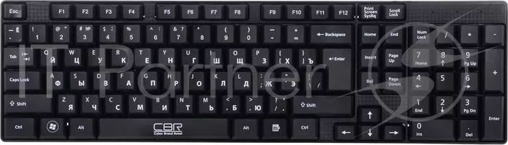 Фото №0 Клавиатура CBR KB 110 Black USB, офисн.,поверхность под карбон, переключение языка 1 кнопкой (софт)