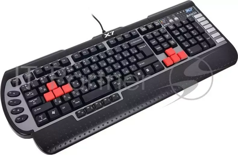 Клавиатура A4TECH X7 G800V, USB, память 96Кб, влагозащищенная, 15 программируемых клавиш, 7 мультимедиа клавиш, частота опроса 1000Гц