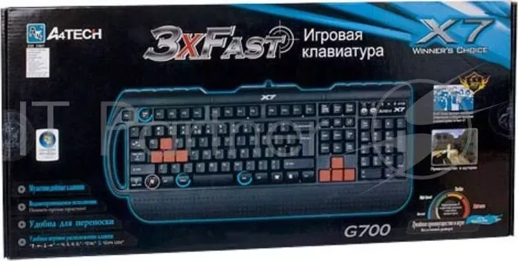 Клавиатура Keyboard A4TECH G700 черный , PS/2, провод. игровая многофункц. кл ра