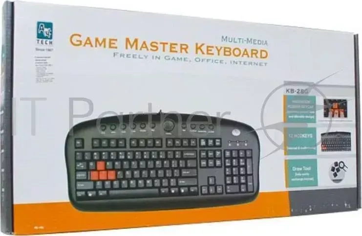 Клавиатура A4 KB-28G-1 серый/черный USB Multimedia Gamer A4TECH A4 KB 28G 1 черный