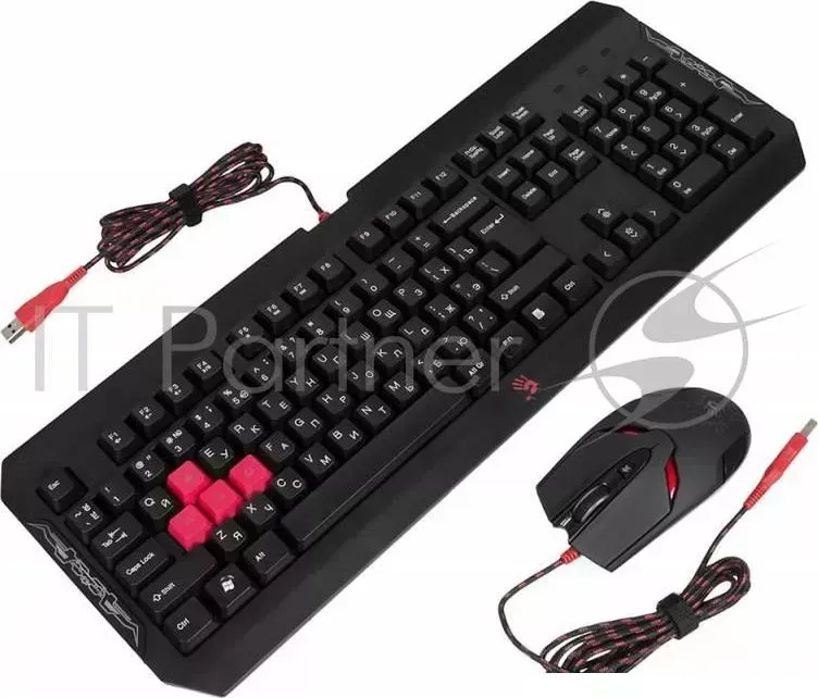 Клавиатура + мышь A4 Bloody Q1100 (Q100+S2) клав:черный/красный мышь:черный/красный USB Multimedia A4TECH A4 Q100 S2 черный Gamer