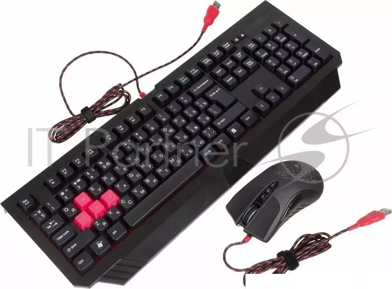 Клавиатура + мышь A4 Bloody Q1500/B1500 (Q110+Q9) клав:черный/красный мышь:черный USB LED A4TECH A4 Q1500 Q110 Q9 черный Multimedia Gamer