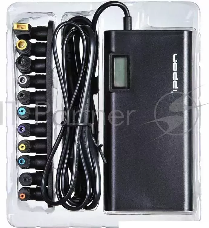 Блок питания IPPON SD90U автоматический 90W 15V 19.5V 10 connectors 1xUSB 2.1A от бытовой электросети LСD индикатор