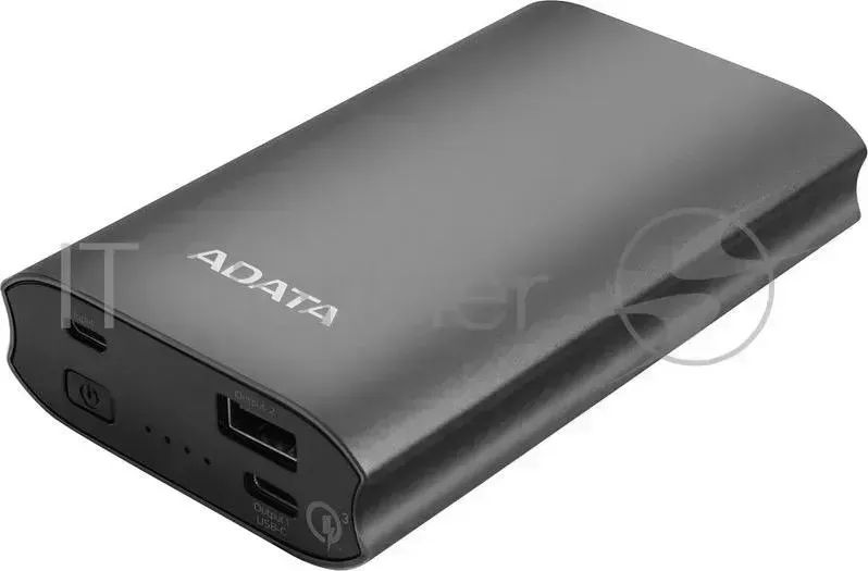 Внешний аккумулятор AData 10050 мА-ч, 2 USB, 3*18650, QC 3.0 (быстрая зарядка) на вход и выход, металлический корпус, цвет титан (AA10050QC-USBC-5V-CT ADATA Аксессуар мА ч, 2 QC быстрая зарядка и AA10050Q