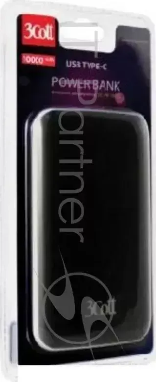 Внешний аккумулятор 3Cott 3C PB 100TC, Type C, 10000 мАч, вх.: micro USB 5В2А, Type C 5В2А, вых USB: 5В2.4А, вых Type C: 5В2А, прорезиненное, черный