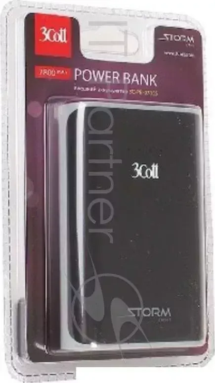 Внешний аккумулятор 3Cott 3C PB 078SS, Storm Series, емкость 7800 мАч, вх.: 5В1А, вых1: 5В1А, вых2: 5В2.1А, прорезиненное покрытие, черный серый