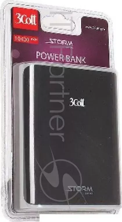Внешний аккумулятор 3Cott 3C PB 104SS, Storm Series, емкость 10400 мАч, вх.: 5В1А, вых1: 5В1А, вых2: 5В2.1А, прорезиненное покрытие, черный серый