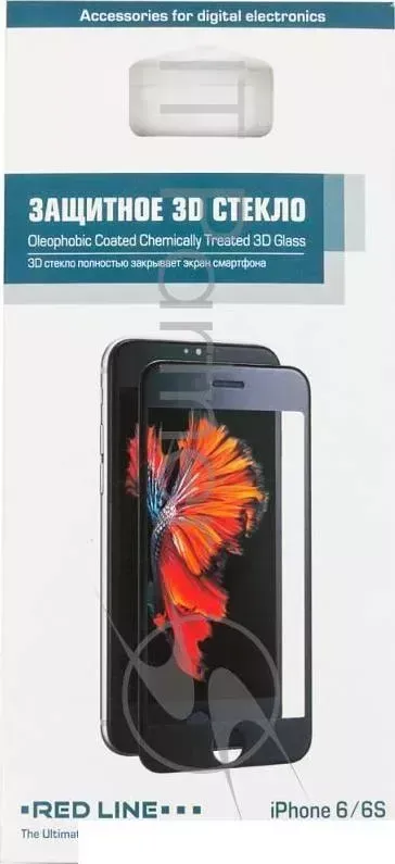 Защитное стекло для экрана Redline черный Apple iPhone 6/6S 3D 1шт.(УТ000008166)