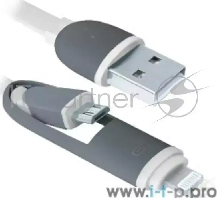 Кабель DEFENDER USB USB10 03BP белый, MicroUSB Lightning,1м 87493