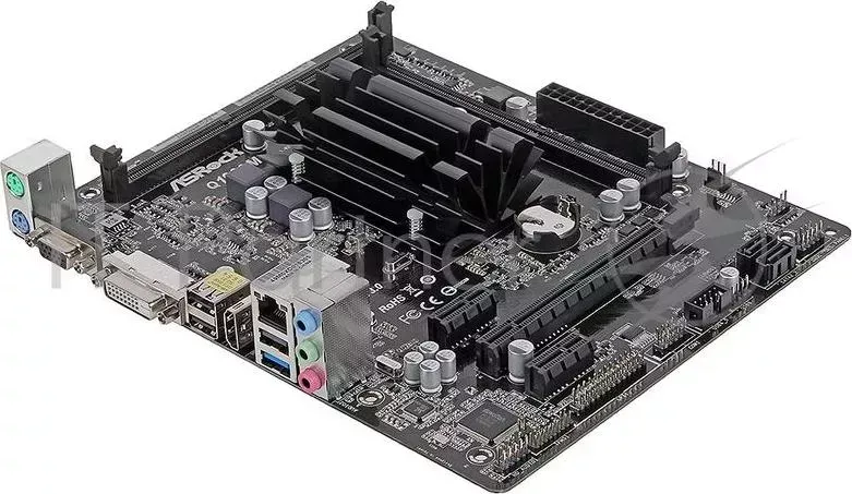 Материнская плата ASROCK Q1900M CPU on board Celeron J1900, iNM10, 2*DDR3, PCI E16x, 2*PCI E1x, SVGA, DVI, HDMI, SATA II, GB Lan, mATX Retail