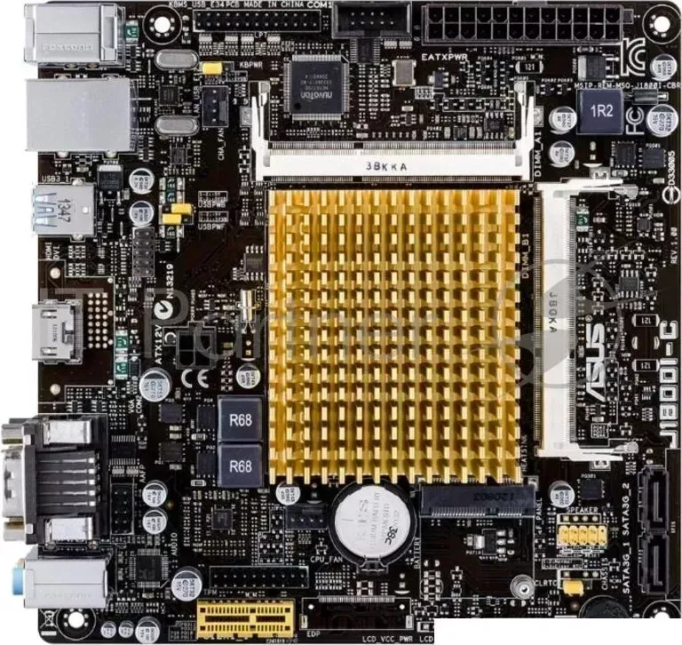 Материнская плата Asus J1800I-C CPU Atom integrated na DDR3 mini-ITX AC`97 8ch(7.1) GbLAN SATA2 VGA+HDMI+COM ASUS na