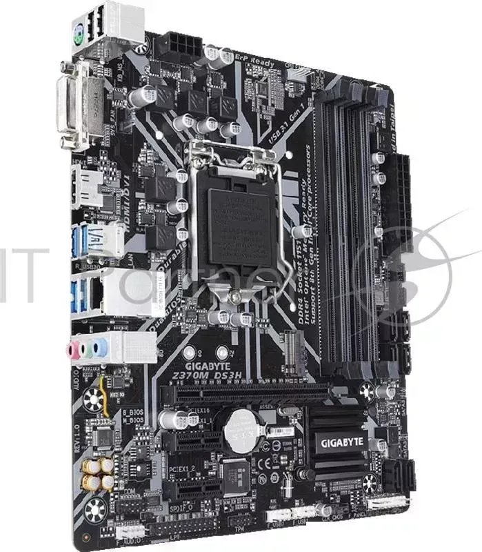 Материнская плата Z370M DS3H, Socket 1151, Intel®Z370, 4xDDR4-2666, DVI-D+HDMI, 1xPCI-Ex16, 2xPCI-Ex1, 6xSATA3(RAID 0/1/5/10), 1xM.2, 8 Ch Audio, GLan GIGABYTE 8 Ch