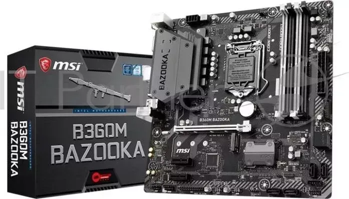 Материнская плата MSI B360M BAZOOKA Soc 1151v2 Intel B360 4xDDR4 mATX AC 97 8ch 7.1 GbLAN DVI HDMI