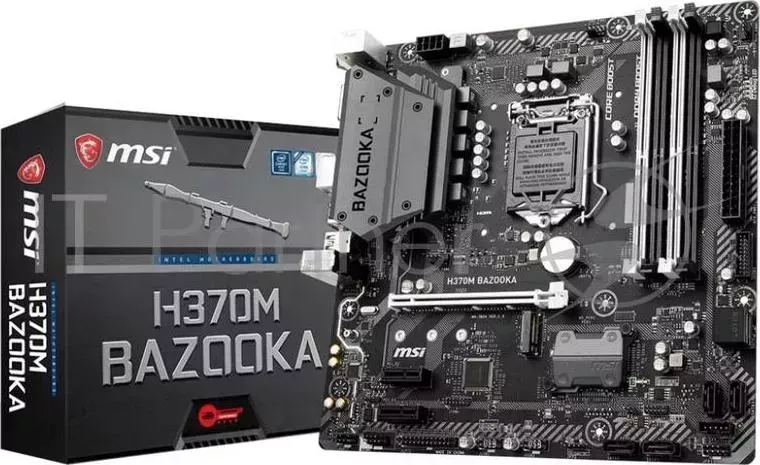 Материнская плата MSI H370M BAZOOKA Soc 1151v2 Intel H370 4xDDR4 mATX AC 97 8ch 7.1 GbLAN RAID DVI HDMI