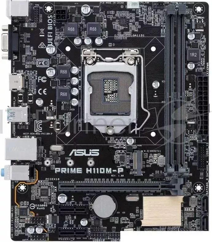 Материнская плата Asus PRIME H110M-P Soc-1151 Intel H110 2xDDR4 mATX AC`97 8ch(7.1) GbLAN+VGA+HDMI