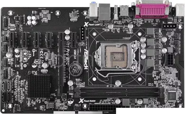 Материнская плата Asrock H81 Pro BTC Socket-1150 Intel H81 DDR3 ATX AC`97 6ch(5.1) GbLAN SATA3 VGA+HDMI+COM+LPT
