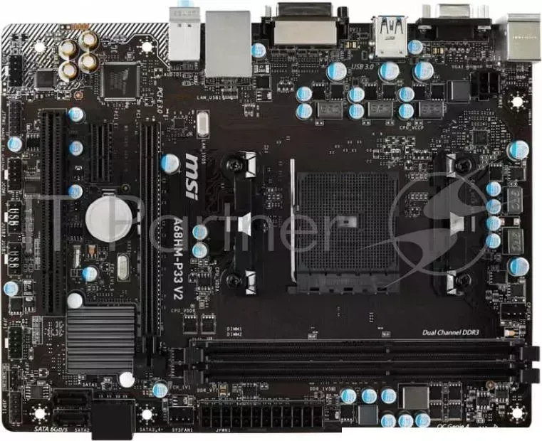 Материнская плата MSI A68HM P33 V2 Soc FM2 AMD A68H 2xDDR3 mATX AC 97 8ch 7.1 GbLAN RAID VGA DVI
