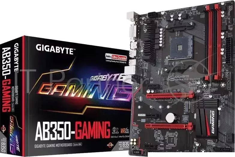 Материнская плата GIGABYTE GA-AB350-Gaming, Socket AM4, AMD B350, 4xDDR4-2667, DVI-D+HDMI, 2xPCI-Ex16, 3xPCI-Ex1, 6xSATA3(RAID 0/1/10), 1xM.2, 8 Ch Au