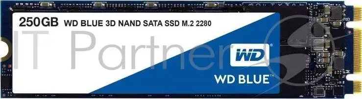 Твердотельный накопитель SSD M.2 250GB WD Blue (R525/W550Mb/s, TLC, SATA) (WDS250G2B0B) WESTERN DIGITAL WD