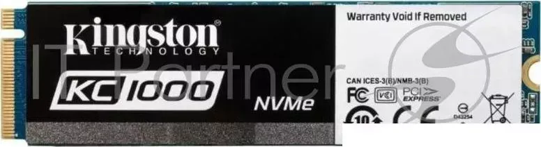 Твердотельный накопитель SSD M.2 KINGSTON 960Gb KC1000 Series <SKC1000/960G> (PCI-E 3.0 x4, up to 2700/1600Mbs, 290000 IOPS, MLC, NVMe, Phison PS5007-