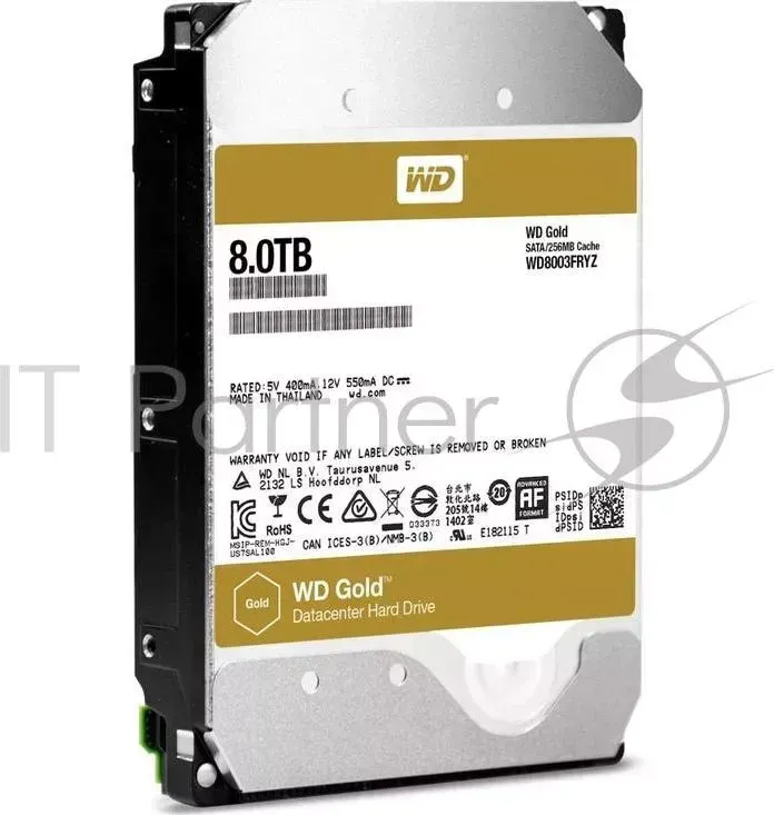 Жесткий диск WD Original SATA-III 8Tb WD8003FRYZ Gold (7200rpm) 256Mb 3.5" WESTERN DIGITAL WD