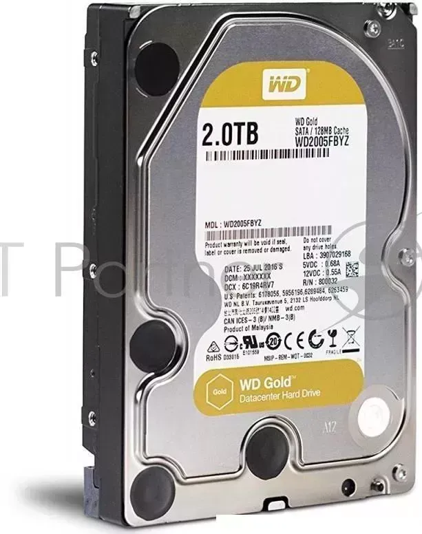 Жесткий диск WD Original SATA-III 2Tb WD2005FBYZ Gold (7200rpm) 128Mb 3.5" WESTERN DIGITAL WD