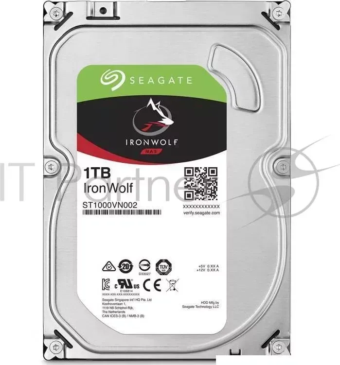 Жесткий диск SEAGATE Original SATA III 1Tb ST1000VN002 NAS Ironwolf 5900rpm 64Mb 3.5"