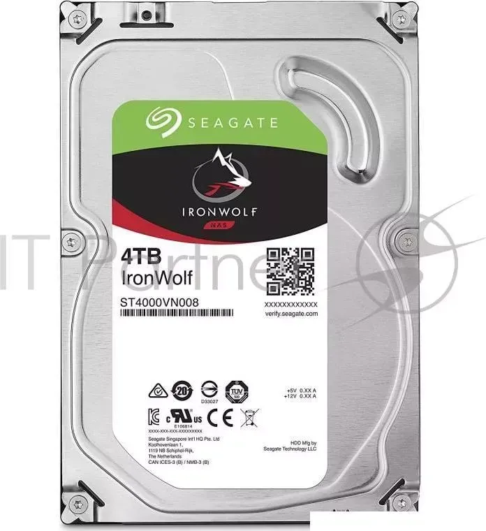 Жесткий диск SEAGATE Original SATA III 4Tb ST4000VN008 NAS Ironwolf 5900rpm 64Mb 3.5"